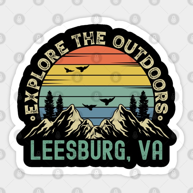 Leesburg, Virginia - Explore The Outdoors - Leesburg, VA Colorful Vintage Sunset Sticker by Feel Good Clothing Co.